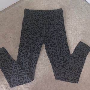 Athleta Gray and Black Leopard Print Leggings